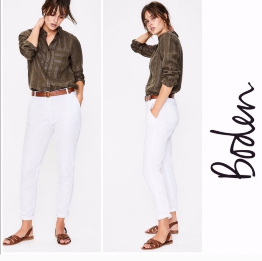 Boden White Cotton Pants SZ.10P NWT